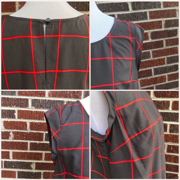 Mossimo Scoopneck Gray & Red checkerboard blouse - Picture 6 of 8